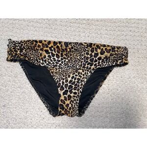 VICTORIA'S SECRET BIKINI BOTTOM ONLY SKULLS VERY SEXY ANIMAL PRINT Brown Sz S